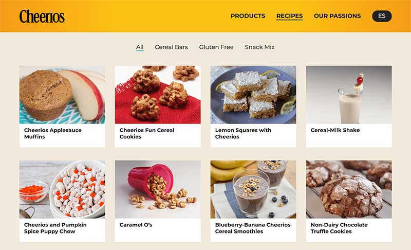 Cheerios recipes - content marketing campaigns