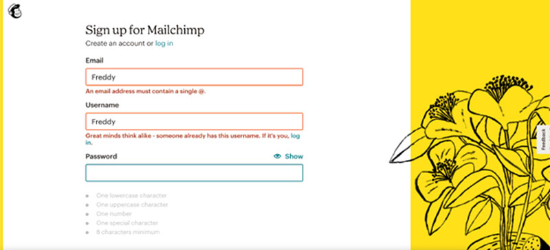 An example answer to the what is microcopy question in Mailchimp that demonstrates the use of humor and placeholders.