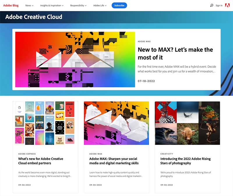 Adobe Creative Cloud blog example